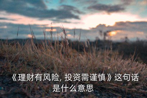 《理財有風(fēng)險, 投資需謹慎》這句話是什么意思