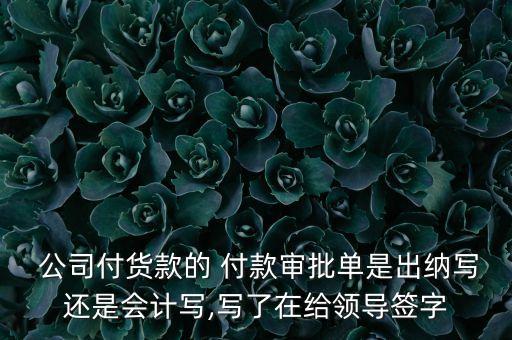  公司付貨款的 付款審批單是出納寫還是會計寫,寫了在給領(lǐng)導簽字