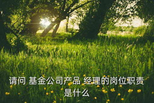 請問 基金公司產(chǎn)品 經(jīng)理的崗位職責(zé)是什么