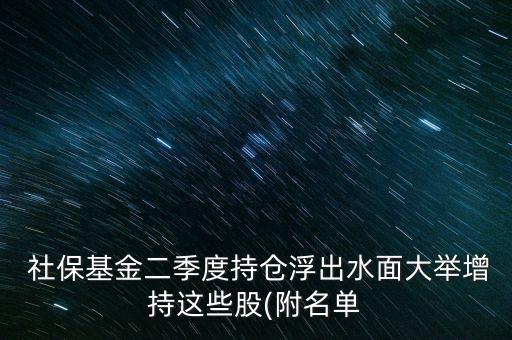  社?；鸲径瘸謧}浮出水面大舉增持這些股(附名單