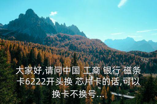 大家好,請(qǐng)問中國 工商 銀行 磁條卡6222開頭換 芯片卡的話,可以換卡不換號(hào)...