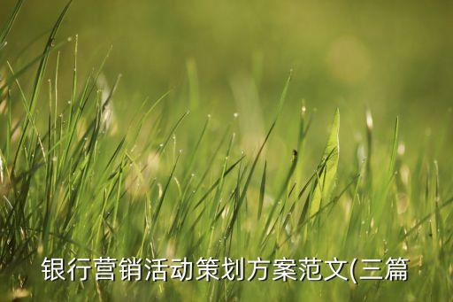 銀行營銷活動(dòng)策劃方案范文(三篇