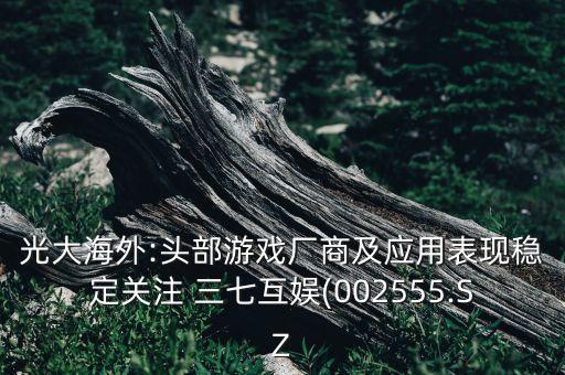 光大海外:頭部游戲廠商及應用表現(xiàn)穩(wěn)定關注 三七互娛(002555.SZ