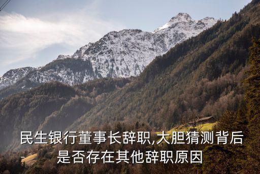  民生銀行董事長辭職,大膽猜測背后是否存在其他辭職原因