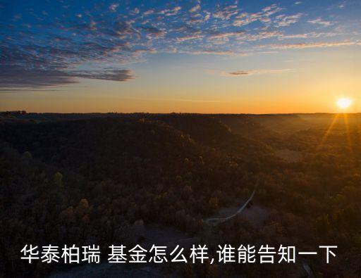 華泰柏瑞 基金怎么樣,誰(shuí)能告知一下