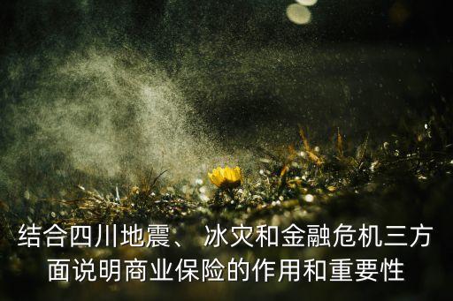 結(jié)合四川地震、 冰災(zāi)和金融危機(jī)三方面說(shuō)明商業(yè)保險(xiǎn)的作用和重要性