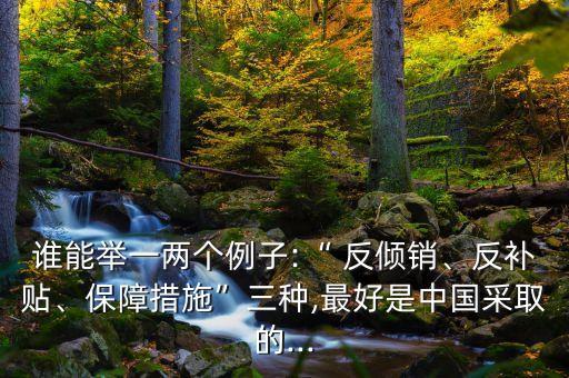 誰(shuí)能舉一兩個(gè)例子:“ 反傾銷、反補(bǔ)貼、保障措施”三種,最好是中國(guó)采取的...