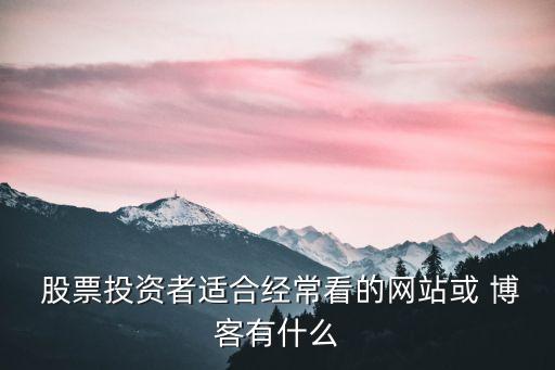 股票投資者適合經(jīng)?？吹木W(wǎng)站或 博客有什么