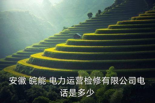 安徽 皖能 電力運(yùn)營檢修有限公司電話是多少