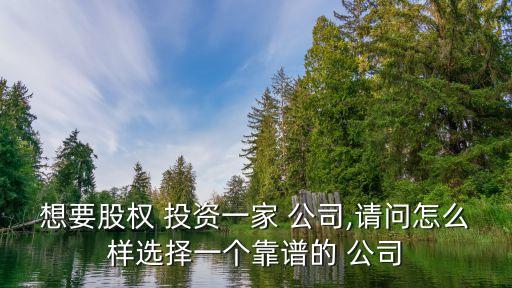 想要股權(quán) 投資一家 公司,請(qǐng)問(wèn)怎么樣選擇一個(gè)靠譜的 公司