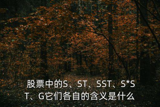  股票中的S、ST、SST、S*ST、G它們各自的含義是什么