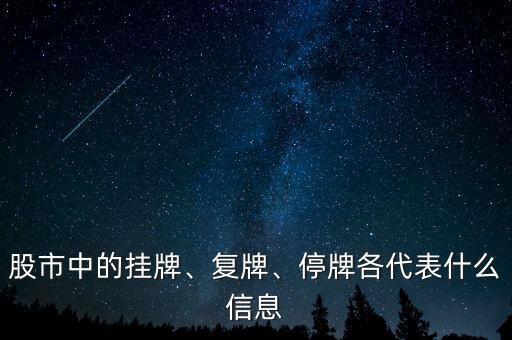股市中的掛牌、復(fù)牌、停牌各代表什么信息