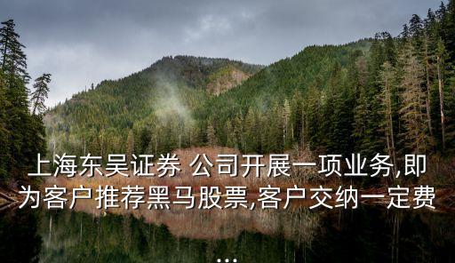 上海東吳證券 公司開(kāi)展一項(xiàng)業(yè)務(wù),即為客戶推薦黑馬股票,客戶交納一定費(fèi)...