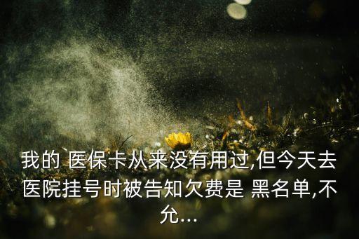 我的 醫(yī)保卡從來沒有用過,但今天去醫(yī)院掛號(hào)時(shí)被告知欠費(fèi)是 黑名單,不允...