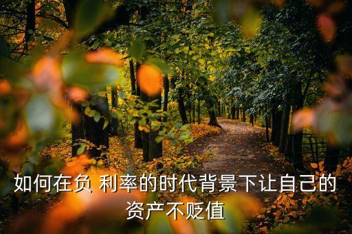 如何在負 利率的時代背景下讓自己的資產不貶值