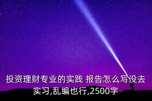 投資理財專業(yè)的實踐 報告怎么寫沒去實習(xí),亂編也行,2500字