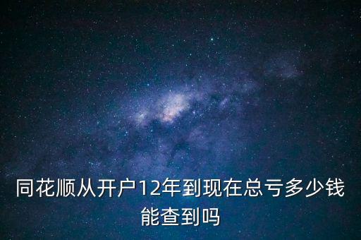 同花順從開戶12年到現在總虧多少錢能查到嗎
