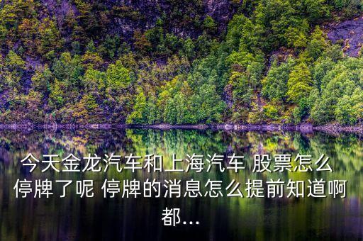 今天金龍汽車(chē)和上海汽車(chē) 股票怎么 停牌了呢 停牌的消息怎么提前知道啊都...