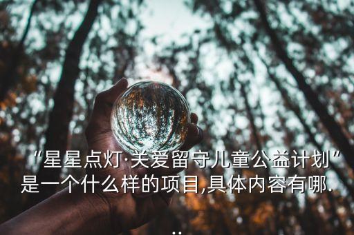 “星星點(diǎn)燈·關(guān)愛留守兒童公益計劃”是一個什么樣的項目,具體內(nèi)容有哪...