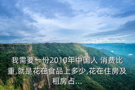 我需要一份2010年中國人 消費(fèi)比重,就是花在食品上多少,花在住房及租房占...