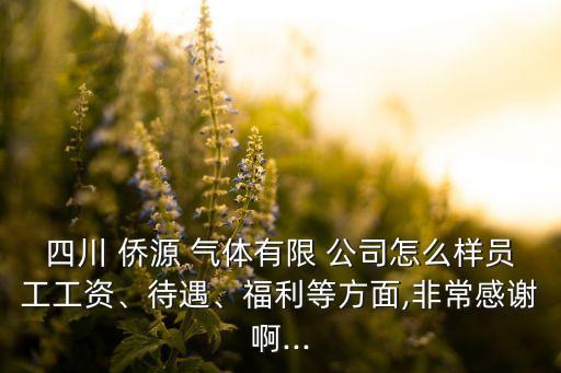 四川 僑源 氣體有限 公司怎么樣員工工資、待遇、福利等方面,非常感謝啊...