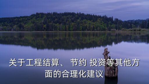關(guān)于工程結(jié)算、 節(jié)約 投資等其他方面的合理化建議