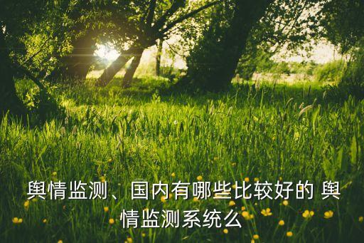  輿情監(jiān)測、國內(nèi)有哪些比較好的 輿情監(jiān)測系統(tǒng)么