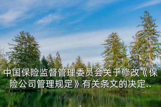 中國保險(xiǎn)監(jiān)督管理委員會關(guān)于修改《保險(xiǎn)公司管理規(guī)定》有關(guān)條文的決定...