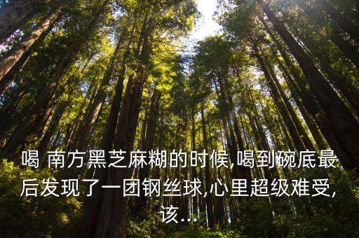 喝 南方黑芝麻糊的時(shí)候,喝到碗底最后發(fā)現(xiàn)了一團(tuán)鋼絲球,心里超級難受,該...