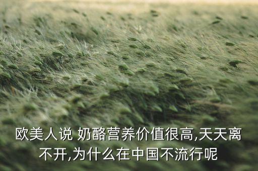 歐美人說(shuō) 奶酪營(yíng)養(yǎng)價(jià)值很高,天天離不開(kāi),為什么在中國(guó)不流行呢