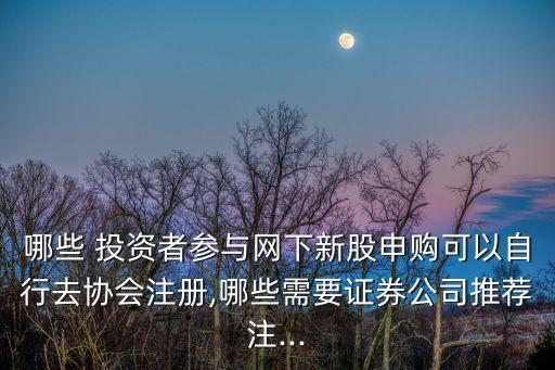哪些 投資者參與網(wǎng)下新股申購可以自行去協(xié)會(huì)注冊,哪些需要證券公司推薦注...