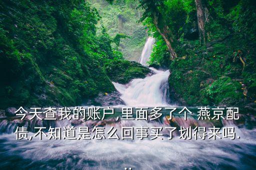 今天查我的賬戶,里面多了個(gè) 燕京配債,不知道是怎么回事買了劃得來嗎...