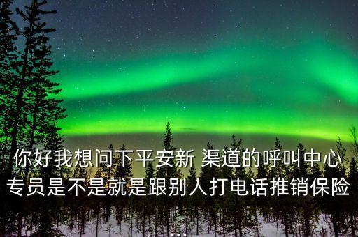 你好我想問(wèn)下平安新 渠道的呼叫中心專員是不是就是跟別人打電話推銷保險(xiǎn)...