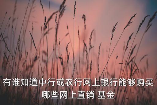 有誰知道中行或農行網(wǎng)上銀行能夠購買哪些網(wǎng)上直銷 基金