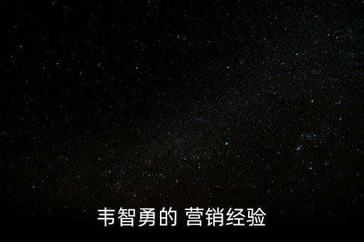 韋智勇的 營(yíng)銷經(jīng)驗(yàn)