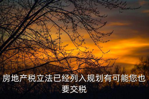 房地產稅立法已經列入規(guī)劃有可能您也要交稅