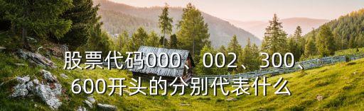  股票代碼000、002、300、600開頭的分別代表什么