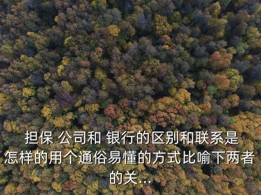  擔保 公司和 銀行的區(qū)別和聯(lián)系是怎樣的用個通俗易懂的方式比喻下兩者的關...