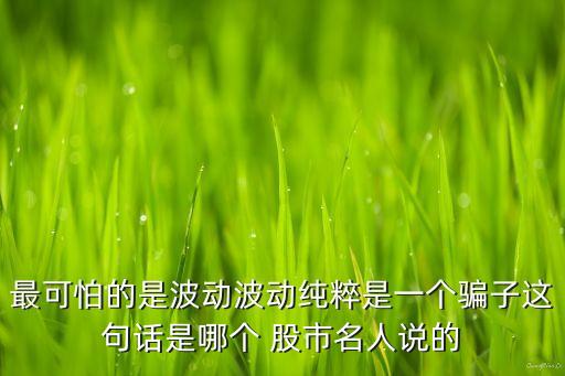 最可怕的是波動(dòng)波動(dòng)純粹是一個(gè)騙子這句話(huà)是哪個(gè) 股市名人說(shuō)的
