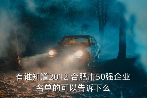 有誰(shuí)知道2012 合肥市50強(qiáng)企業(yè)名單的可以告訴下么