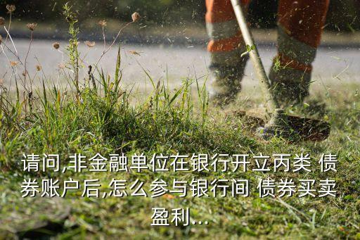 請(qǐng)問(wèn),非金融單位在銀行開(kāi)立丙類 債券賬戶后,怎么參與銀行間 債券買賣盈利...