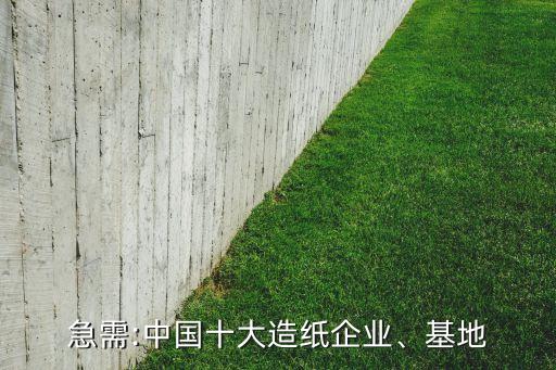 急需:中國(guó)十大造紙企業(yè)、基地
