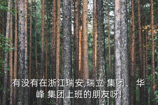 有沒有在浙江瑞安,瑞立 集團、 華峰 集團上班的朋友呀!