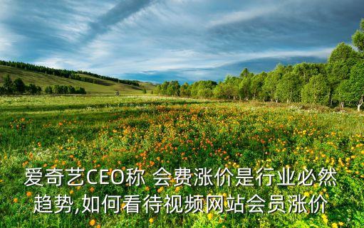 愛奇藝CEO稱 會費漲價是行業(yè)必然趨勢,如何看待視頻網站會員漲價