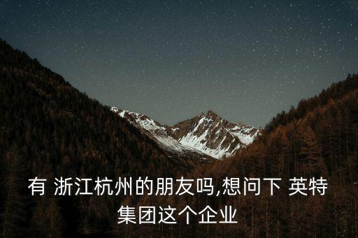 有 浙江杭州的朋友嗎,想問下 英特集團(tuán)這個企業(yè)