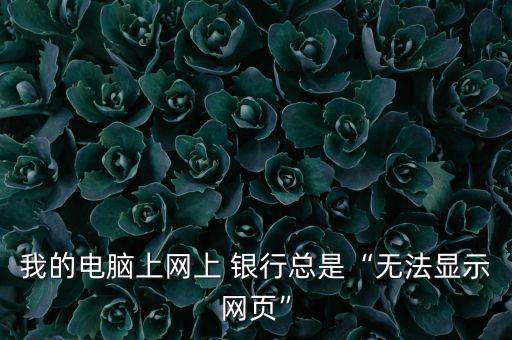 我的電腦上網(wǎng)上 銀行總是“無(wú)法顯示網(wǎng)頁(yè)”