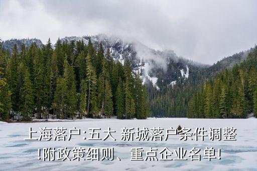  上海落戶:五大 新城落戶條件調整!附政策細則、重點企業(yè)名單!