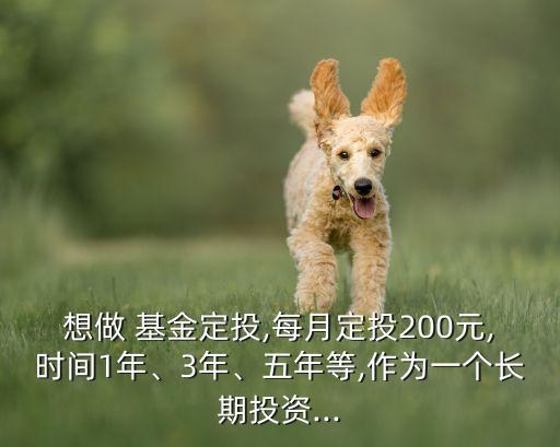 想做 基金定投,每月定投200元,時間1年、3年、五年等,作為一個長期投資...