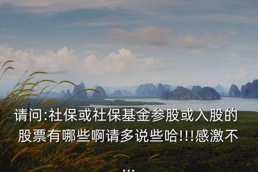 請(qǐng)問:社?；蛏绫；饏⒐苫蛉牍傻?股票有哪些啊請(qǐng)多說些哈!!!感激不...