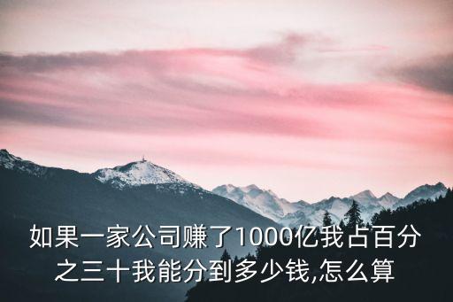 如果一家公司賺了1000億我占百分之三十我能分到多少錢(qián),怎么算